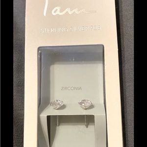 NWT Sterling Silver 925 Zirconia Earrings “I Am” Brand.
